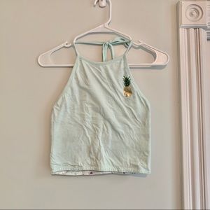 Reversible High-Neck Pineapple/tie dye crop tank
